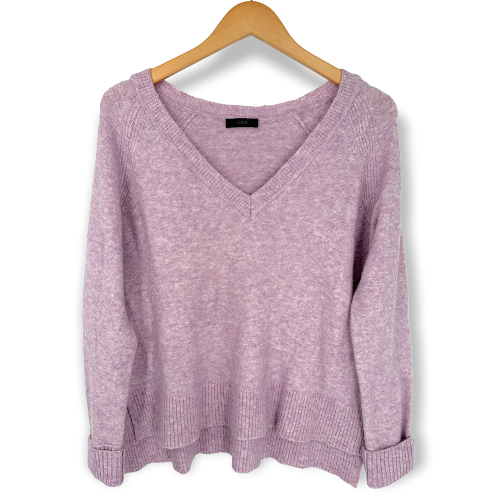 J.Crew | Medium | Super Soft Wool Alpaca Blend Lavender V-Neck Split Hem Sweater
